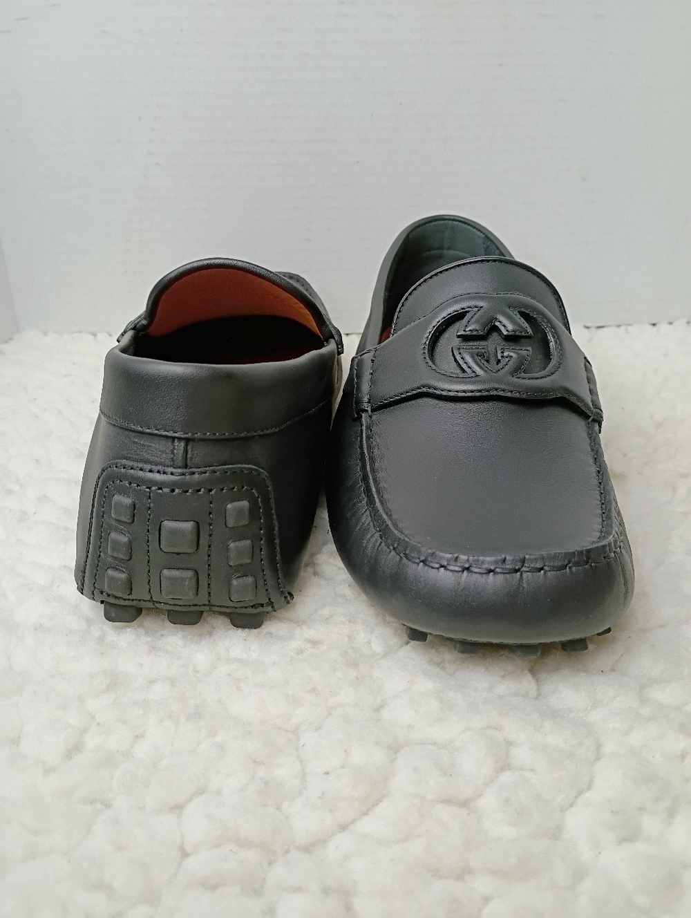 Gucci Ayrton Interlocking G Leather Drivers Black Loafers Mens 12 NWOB Italy - Picture 7 of 14